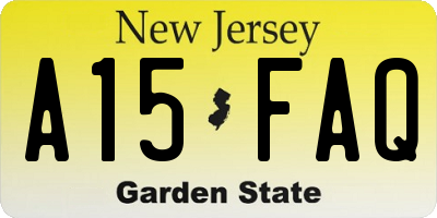 NJ license plate A15FAQ