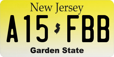 NJ license plate A15FBB