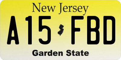 NJ license plate A15FBD