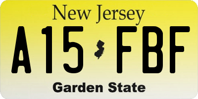NJ license plate A15FBF