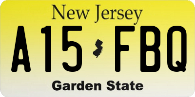 NJ license plate A15FBQ