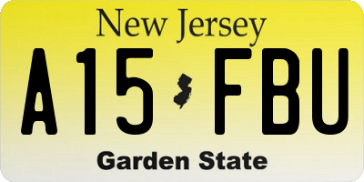NJ license plate A15FBU