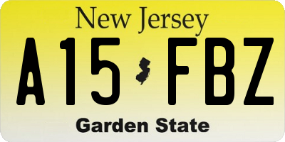 NJ license plate A15FBZ