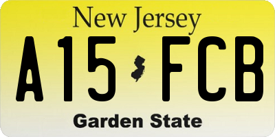 NJ license plate A15FCB