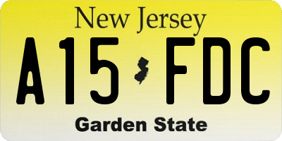 NJ license plate A15FDC