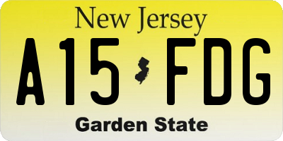 NJ license plate A15FDG