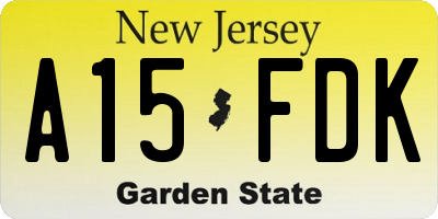 NJ license plate A15FDK