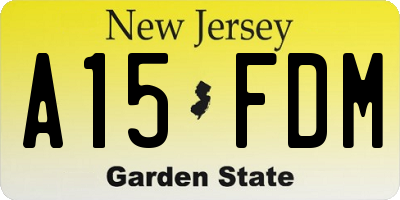 NJ license plate A15FDM