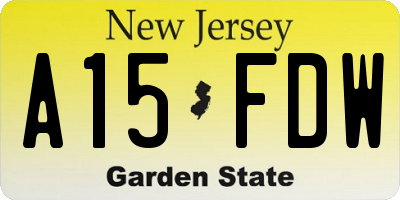 NJ license plate A15FDW