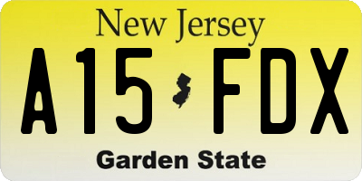 NJ license plate A15FDX