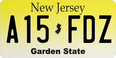 NJ license plate A15FDZ