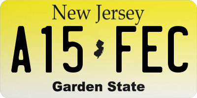 NJ license plate A15FEC