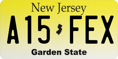 NJ license plate A15FEX
