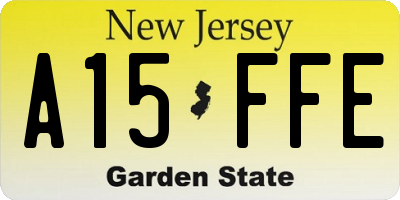 NJ license plate A15FFE