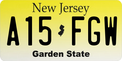 NJ license plate A15FGW