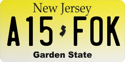 NJ license plate A15FOK