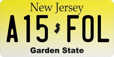NJ license plate A15FOL