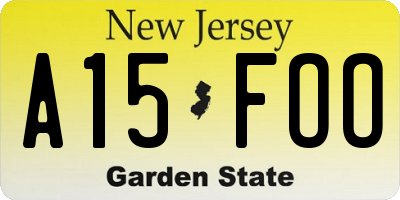 NJ license plate A15FOO