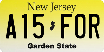 NJ license plate A15FOR