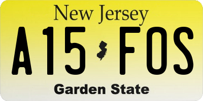 NJ license plate A15FOS