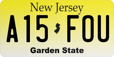NJ license plate A15FOU