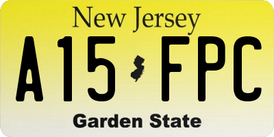 NJ license plate A15FPC