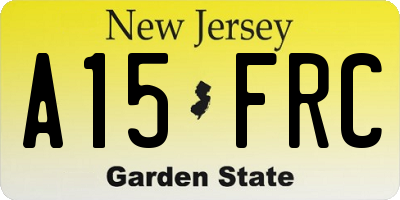 NJ license plate A15FRC