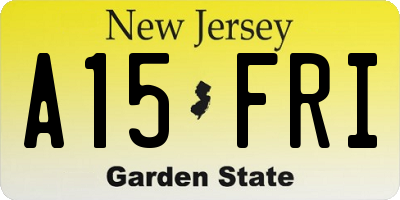 NJ license plate A15FRI