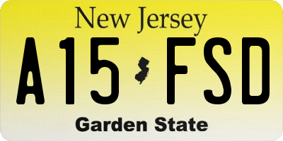 NJ license plate A15FSD