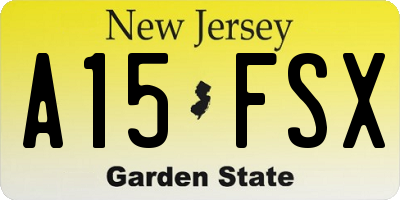 NJ license plate A15FSX