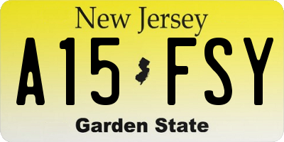 NJ license plate A15FSY