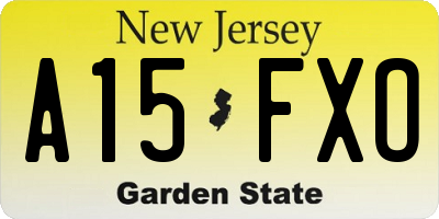 NJ license plate A15FXO
