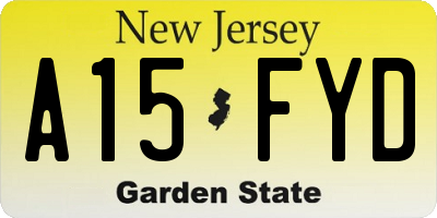 NJ license plate A15FYD
