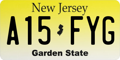 NJ license plate A15FYG