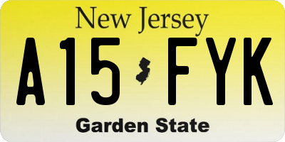 NJ license plate A15FYK