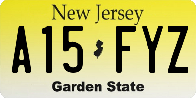 NJ license plate A15FYZ