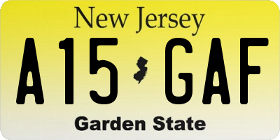 NJ license plate A15GAF