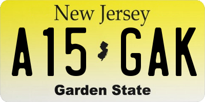 NJ license plate A15GAK