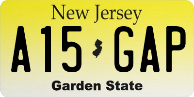 NJ license plate A15GAP