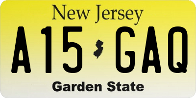 NJ license plate A15GAQ