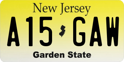 NJ license plate A15GAW