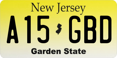 NJ license plate A15GBD