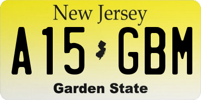 NJ license plate A15GBM