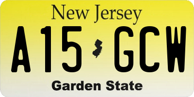 NJ license plate A15GCW