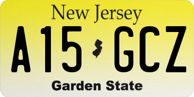 NJ license plate A15GCZ