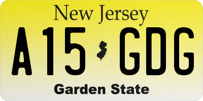 NJ license plate A15GDG