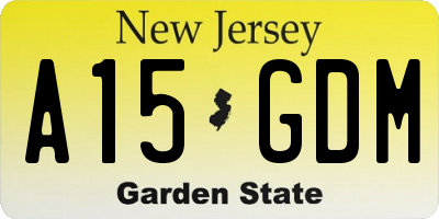 NJ license plate A15GDM