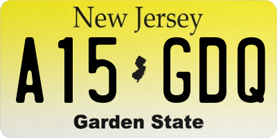NJ license plate A15GDQ