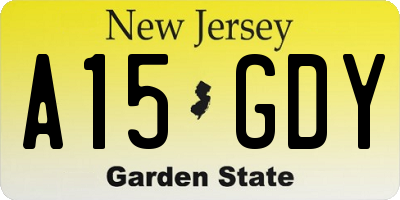 NJ license plate A15GDY