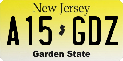 NJ license plate A15GDZ